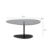 Organic Design Coffee Table Tinted Glass Torpo - Black Metal Frame 