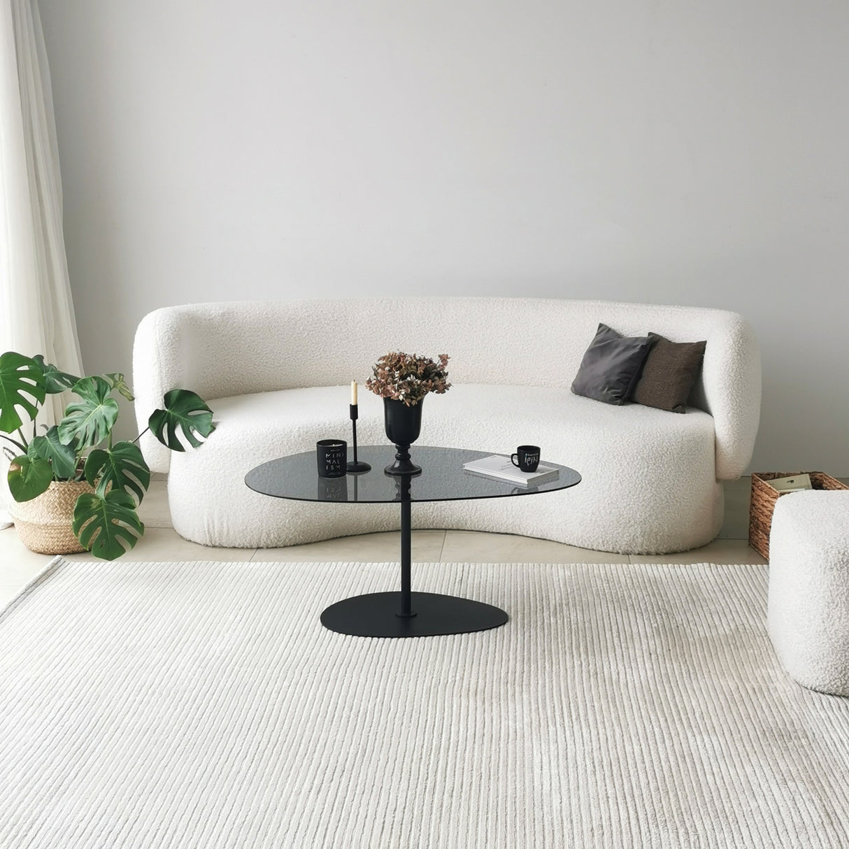 Organic Design Coffee Table Tinted Glass Torpo - Black Metal Frame 