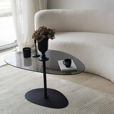 Organic Design Coffee Table Tinted Glass Torpo - Black Metal Frame 