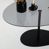 Organic Design Coffee Table Tinted Glass Torpo - Black Metal Frame 