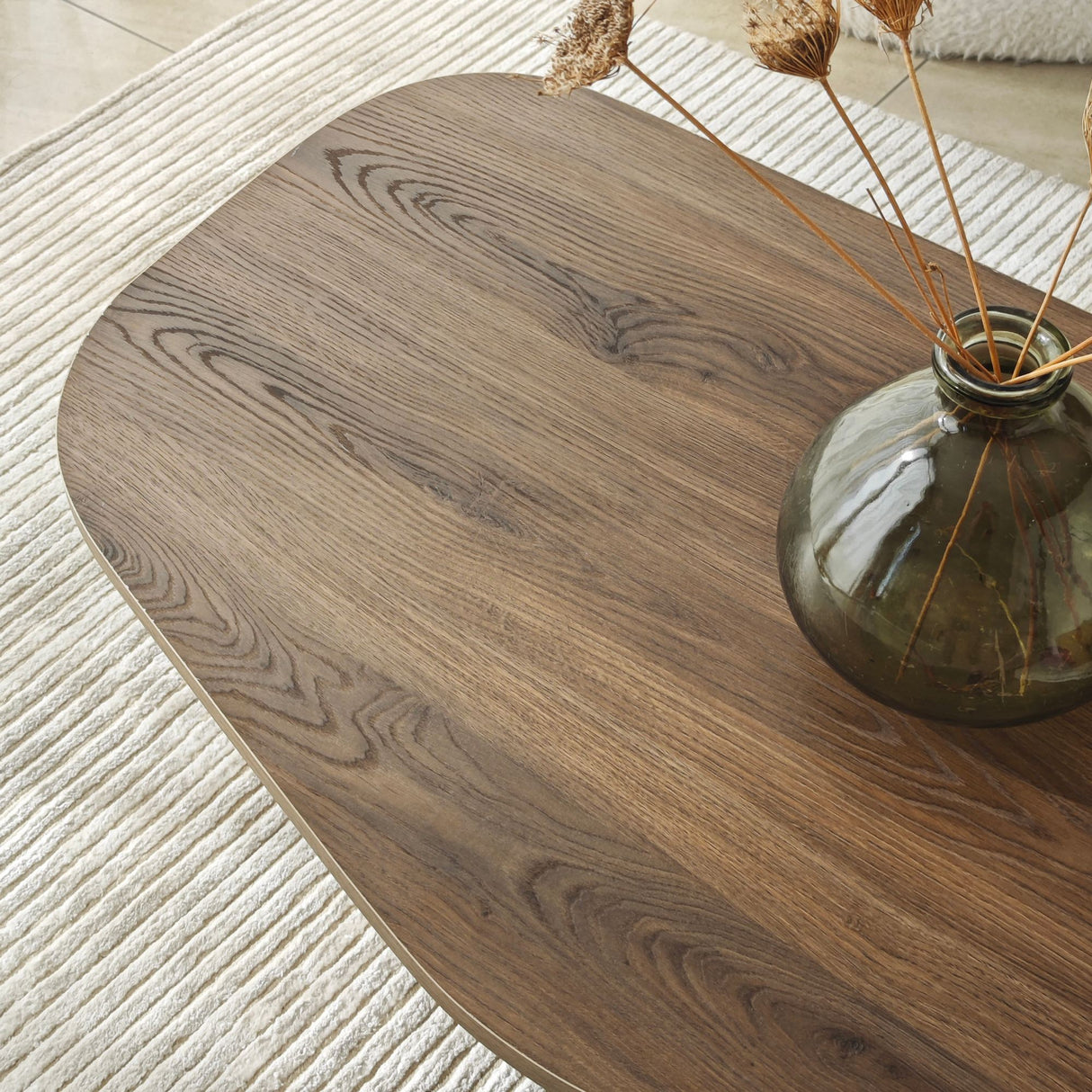 Organic Coffee Table Walnut Melamine Rack - 105x65 cm 