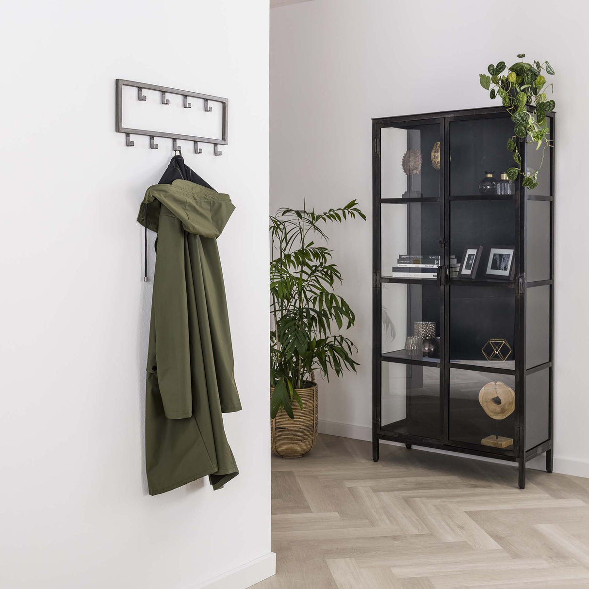 Industrial Coat Rack Milano 9 hooks Brushed Metal silver 