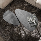 Pebble -shaped coffee table set of 2 Conner ceramic look gray