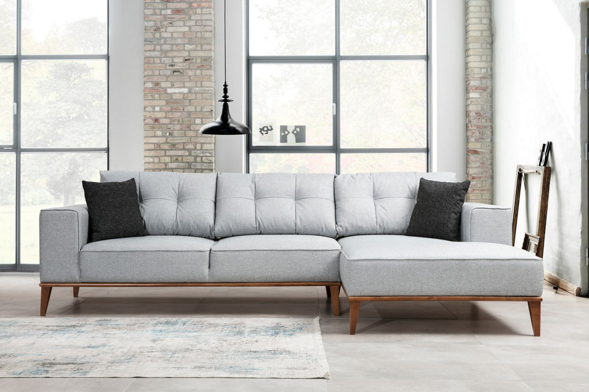 Corner sofa with sleeping function on the right Montana light gray