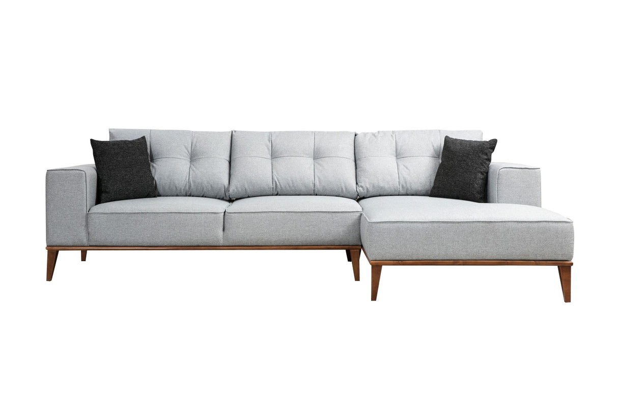 Corner sofa with sleeping function on the right Montana light gray