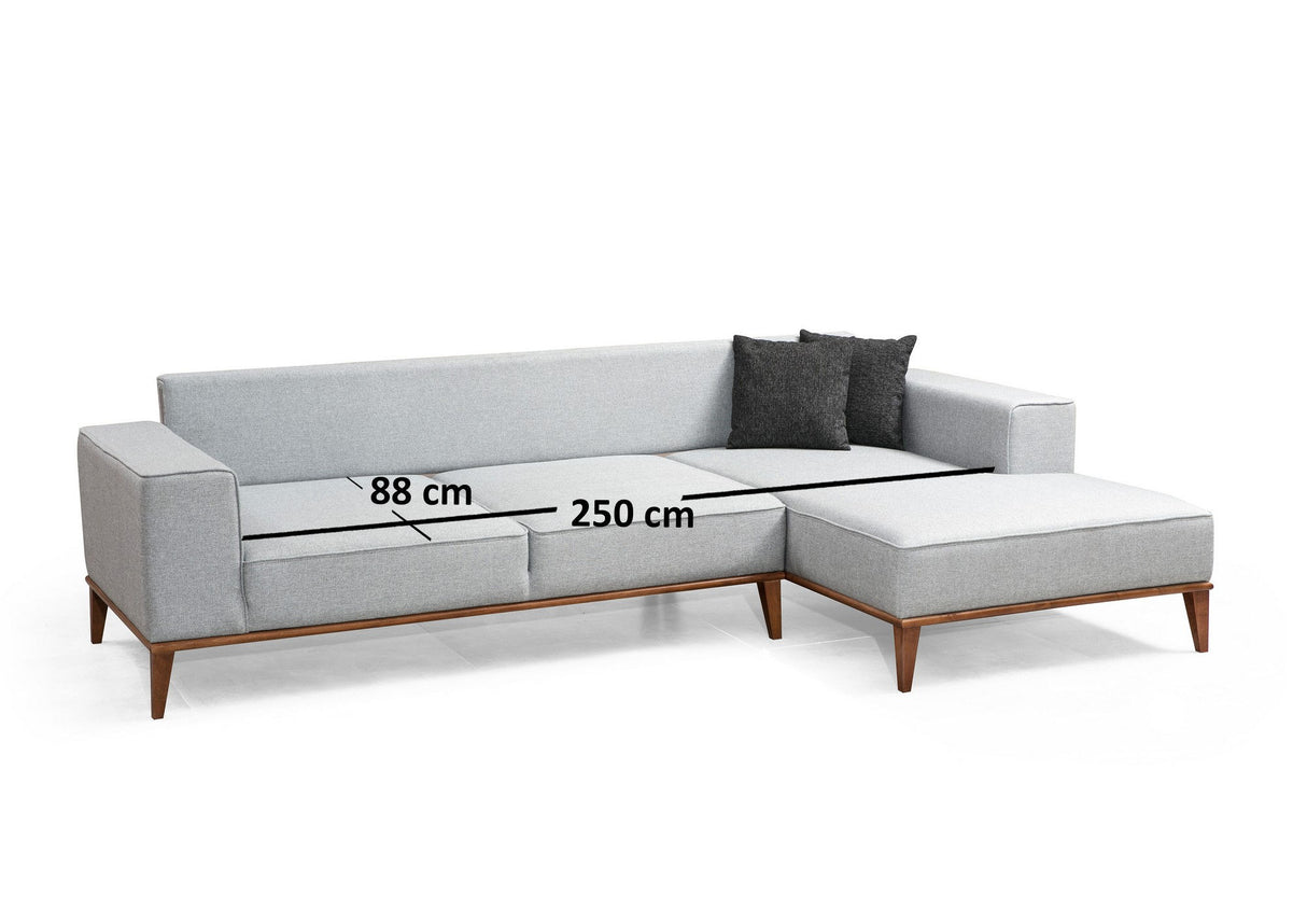 Corner sofa with sleeping function on the right Montana light gray