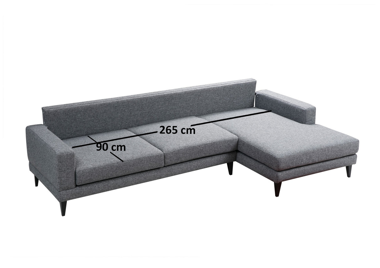 Corner sofa with sleeping function on the right nordic dark gray