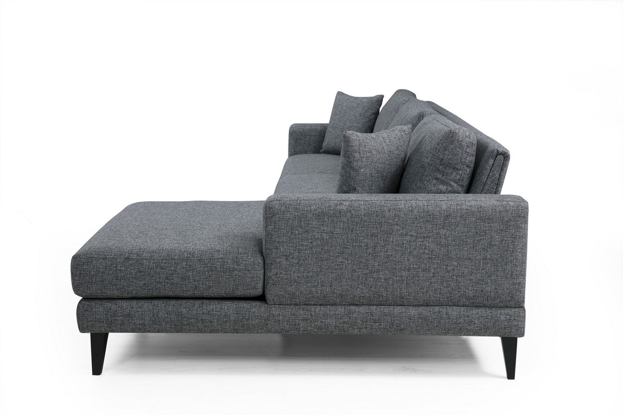 Corner sofa with sleeping function on the right nordic dark gray