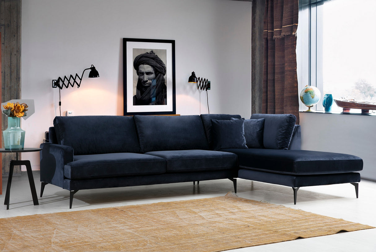 Corner sofa on the right Papira Navy Blue