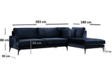 Corner sofa on the right Papira Navy Blue