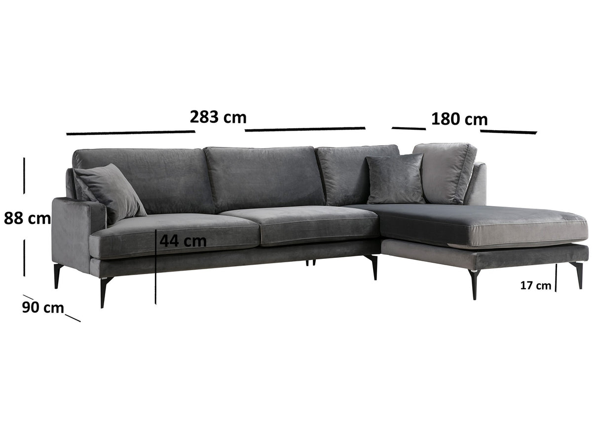 Corner sofa on the right Papira Anthracite