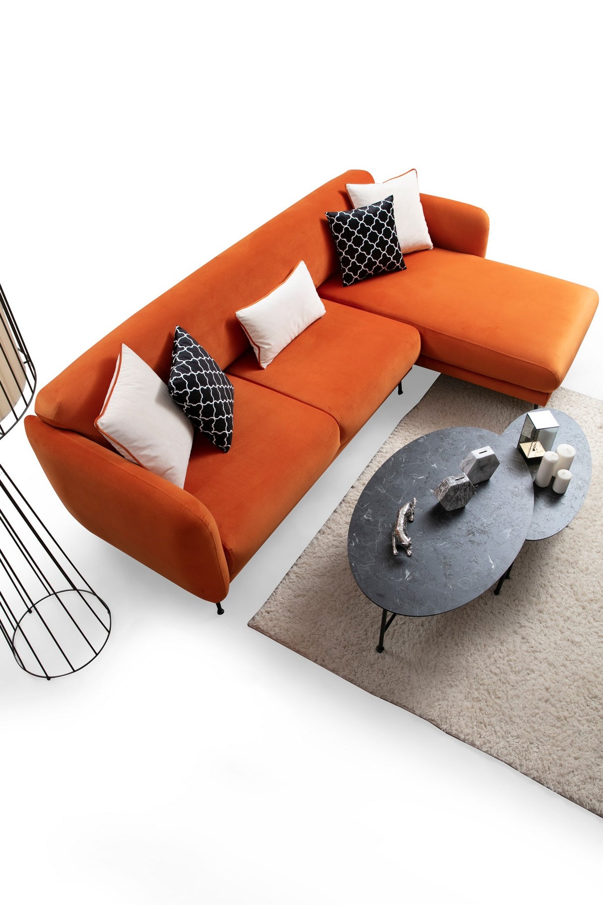 Corner sofa with sleeping function on the right Sevilla Orange