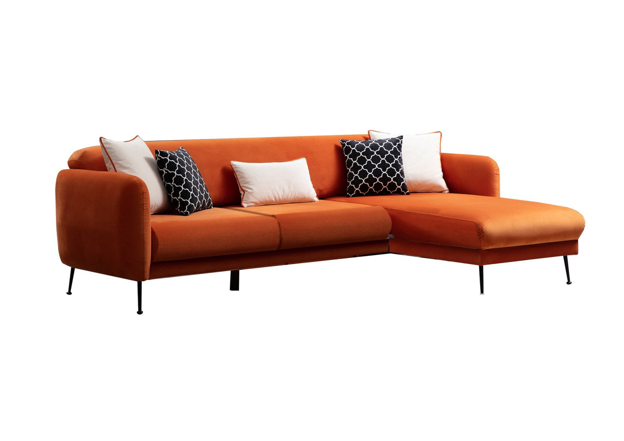 Corner sofa with sleeping function on the right Sevilla Orange