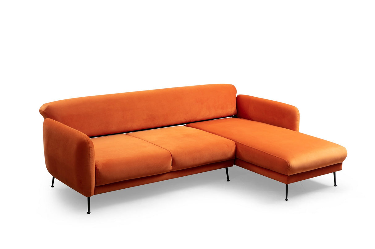 Corner sofa with sleeping function on the right Sevilla Orange