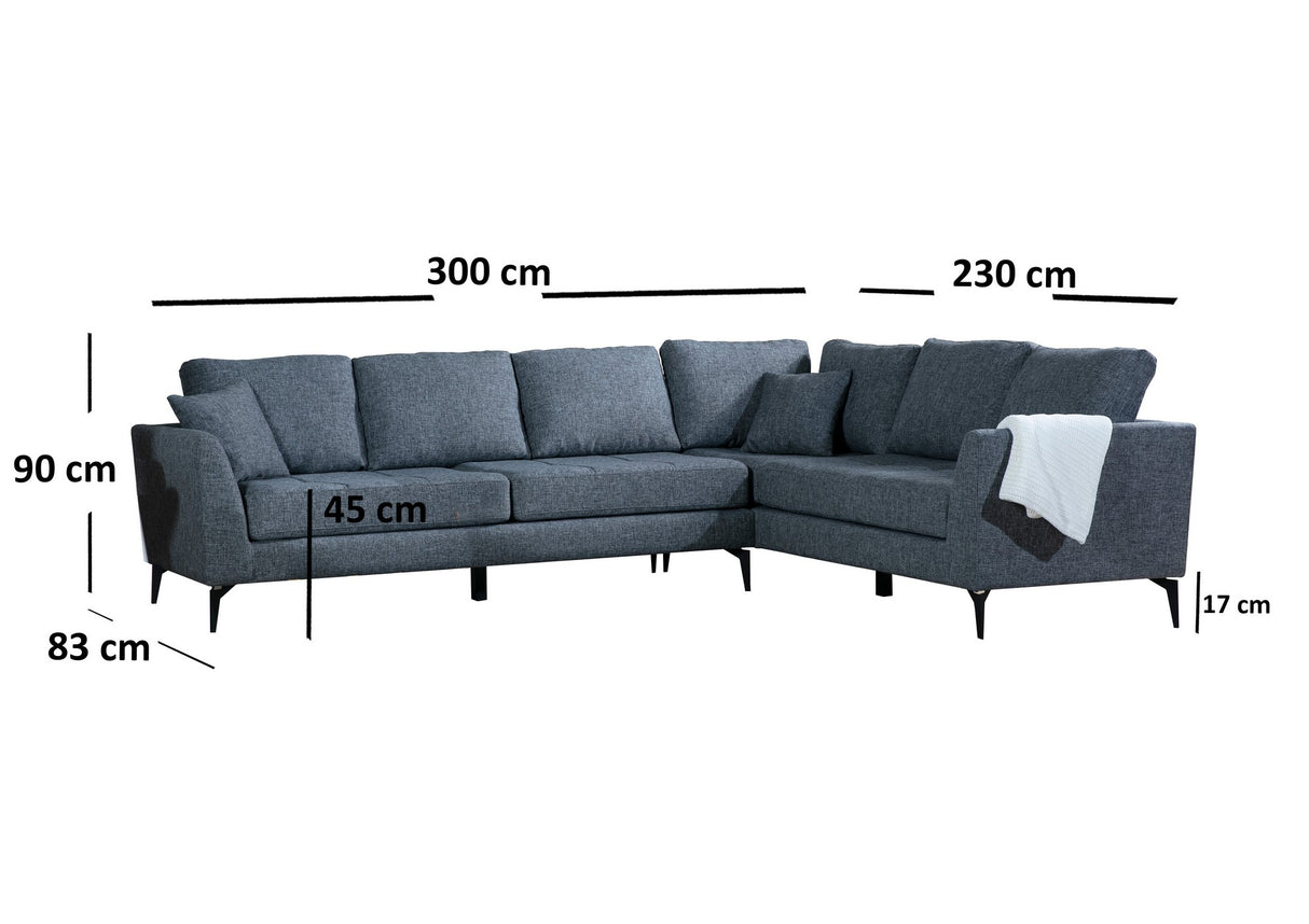 Corner sofa right pace dark gray