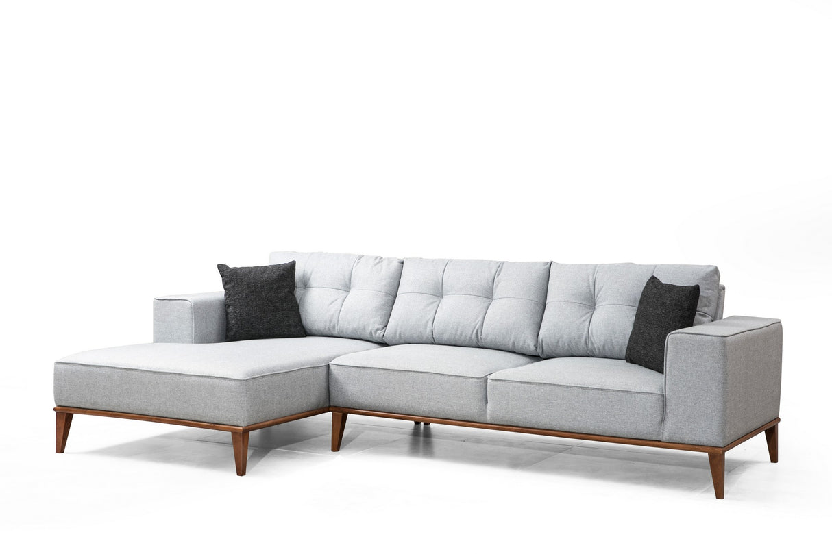 Corner sofa with sleeping function on the left Montana light gray