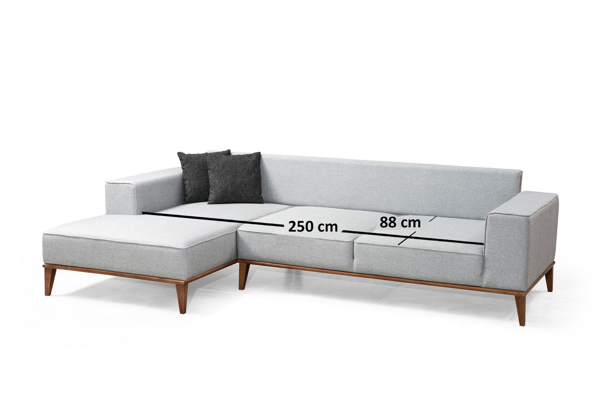 Corner sofa with sleeping function on the left Montana light gray