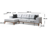 Corner sofa with sleeping function on the left Montana light gray