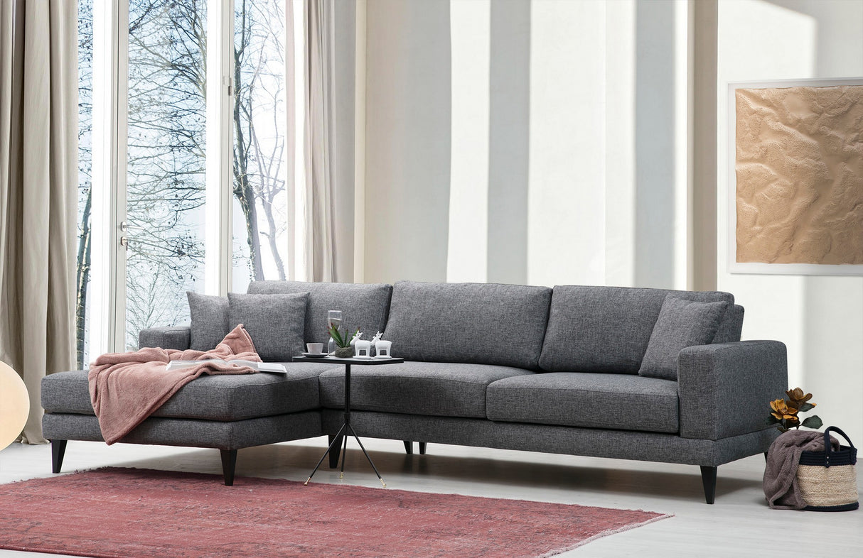 Corner sofa with sleeping function on the left nordic dark gray