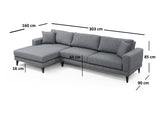 Corner sofa with sleeping function on the left nordic dark gray