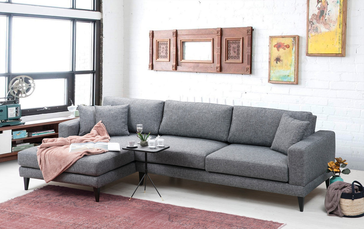 Corner sofa with sleeping function on the left nordic dark gray