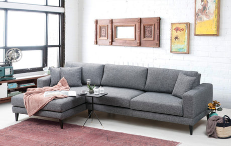 Corner sofa with sleeping function on the left nordic dark gray