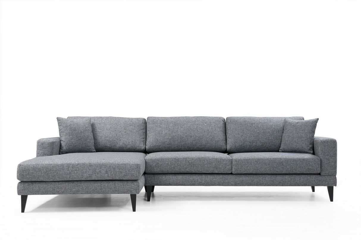 Corner sofa with sleeping function on the left nordic dark gray