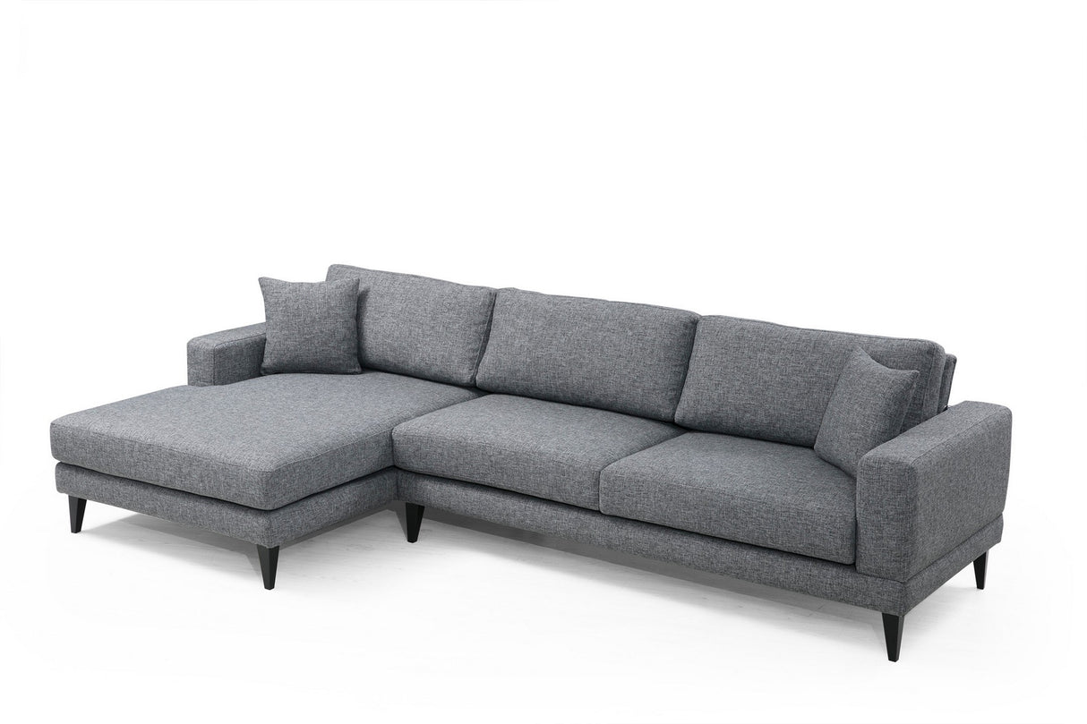 Corner sofa with sleeping function on the left nordic dark gray