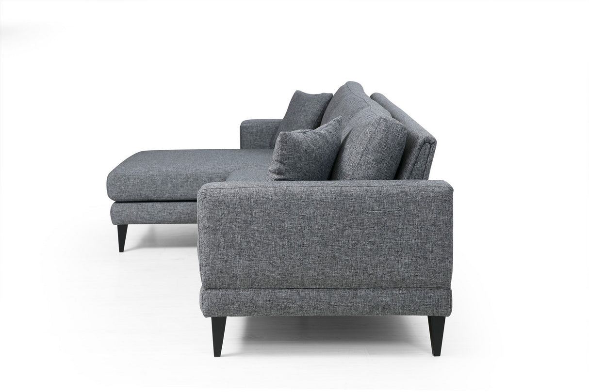 Corner sofa with sleeping function on the left nordic dark gray