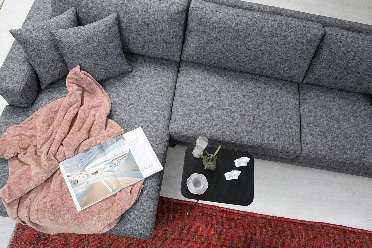 Corner sofa with sleeping function on the left nordic dark gray