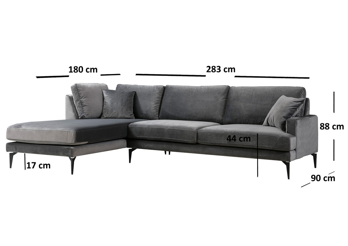 Corner sofa on the left papira anthracite