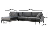 Corner sofa on the left papira anthracite