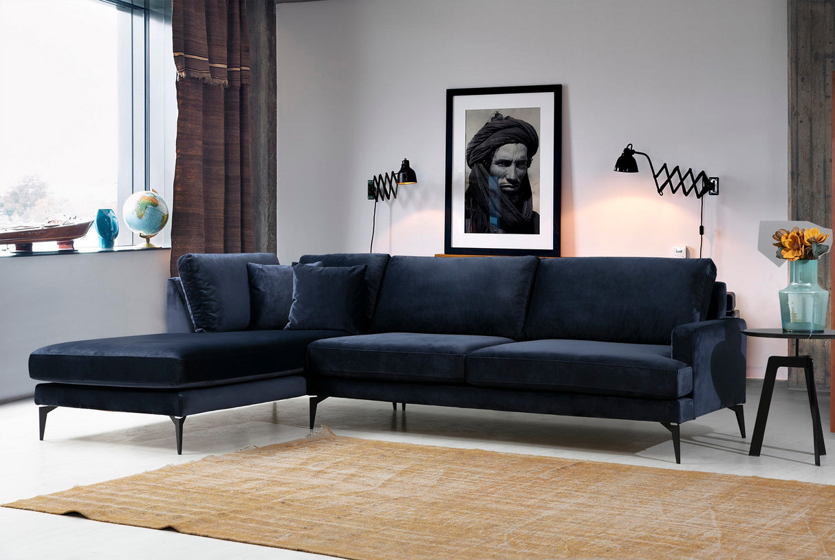 Corner sofa left papira navy blue