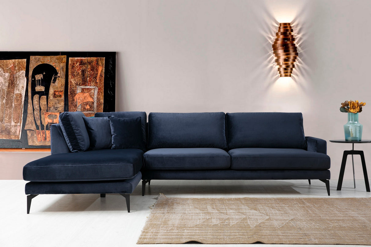 Corner sofa left papira navy blue