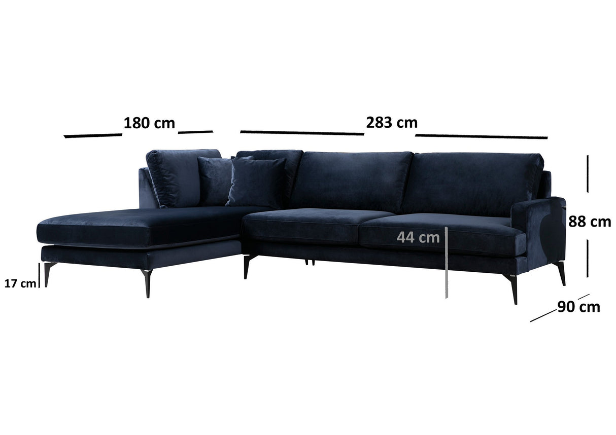 Corner sofa left papira navy blue