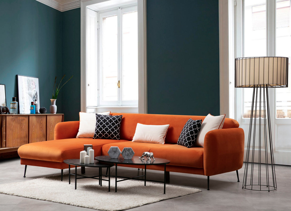 Corner sofa with sleeping function on the left Sevilla Orange