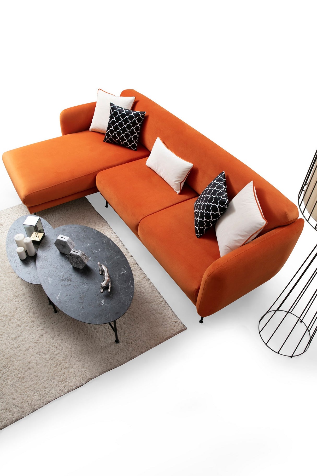 Corner sofa with sleeping function on the left Sevilla Orange