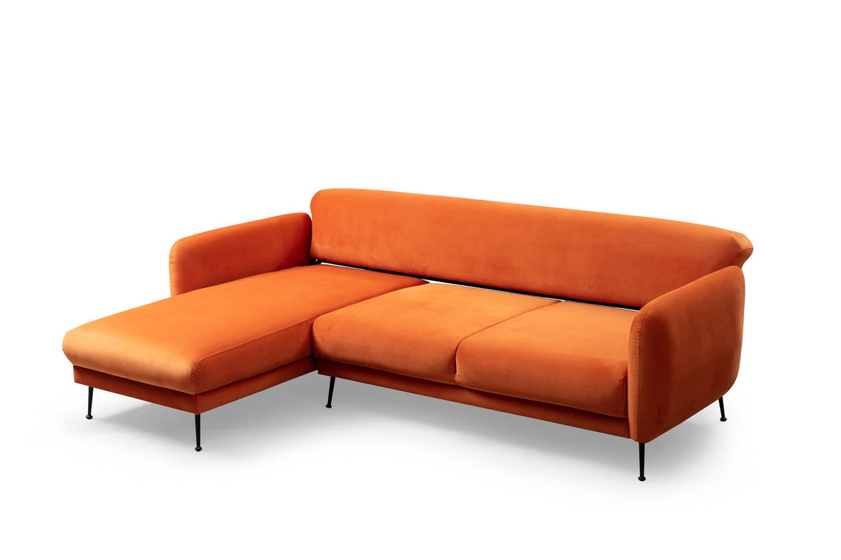 Corner sofa with sleeping function on the left Sevilla Orange