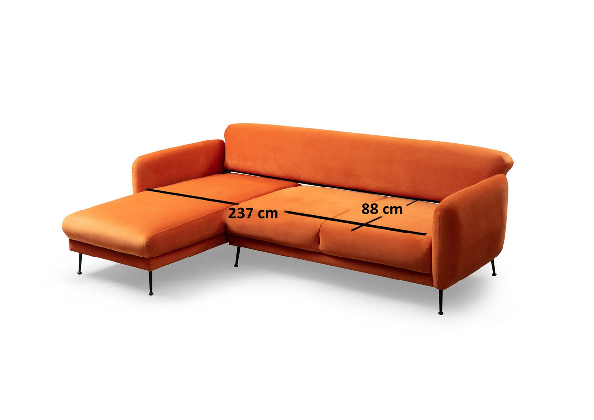 Corner sofa with sleeping function on the left Sevilla Orange