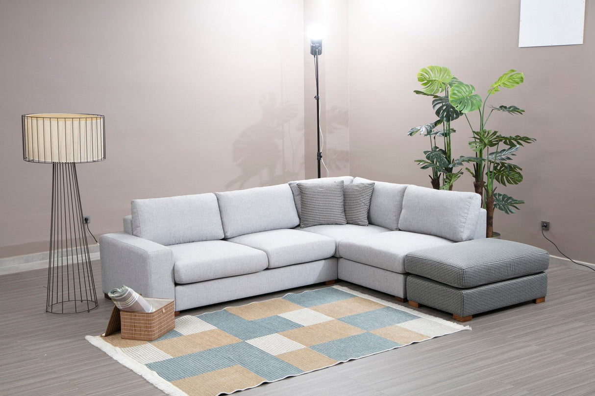 Corner sofa run light gray