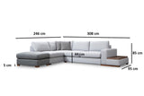 Corner sofa run light gray