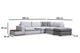 Corner sofa run light gray