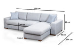 Corner sofa run light gray