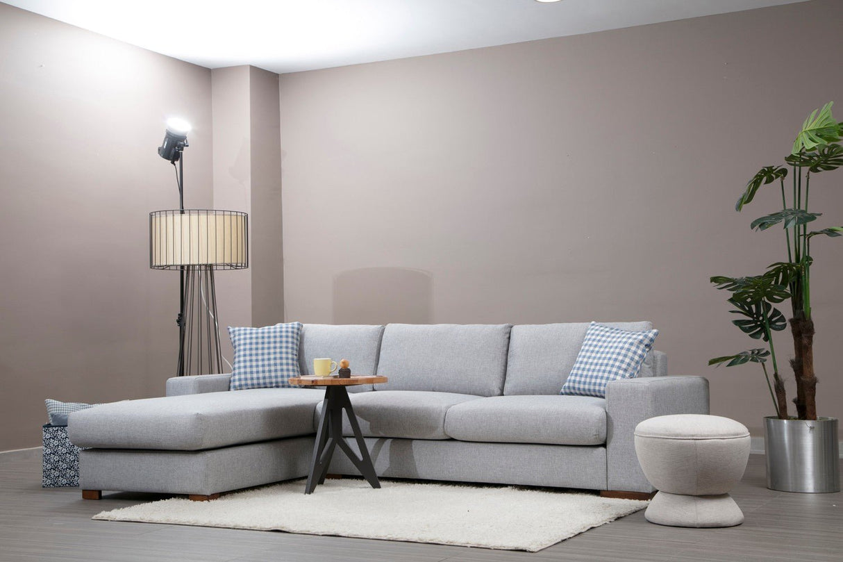 Corner sofa run light gray