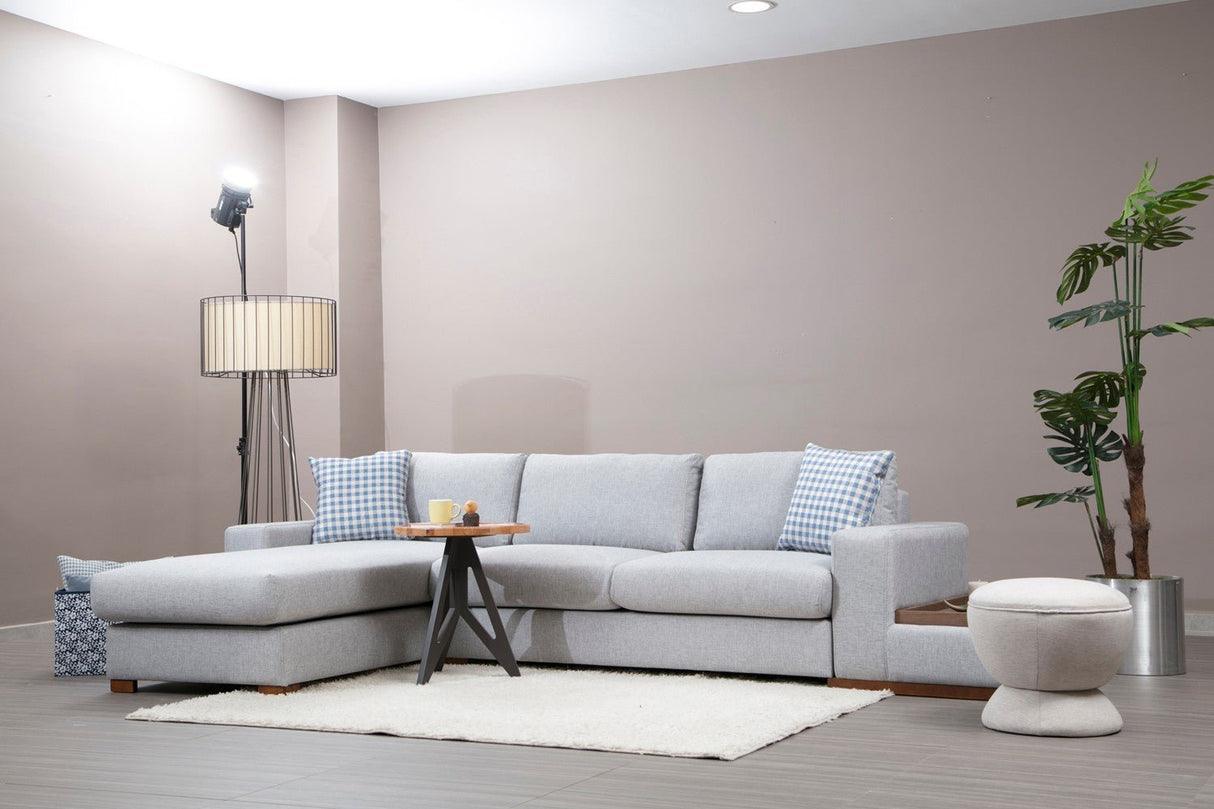 Corner sofa run light gray