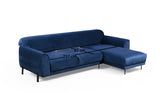 Corner sofa with sleep function on the right image navy blue