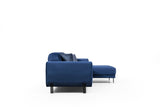 Corner sofa with sleep function on the right image navy blue