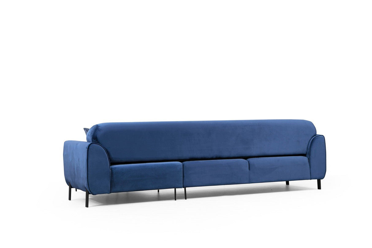 Corner sofa with sleep function on the right image navy blue