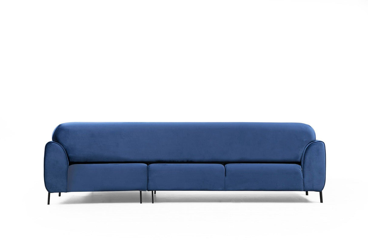 Corner sofa with sleep function on the right image navy blue