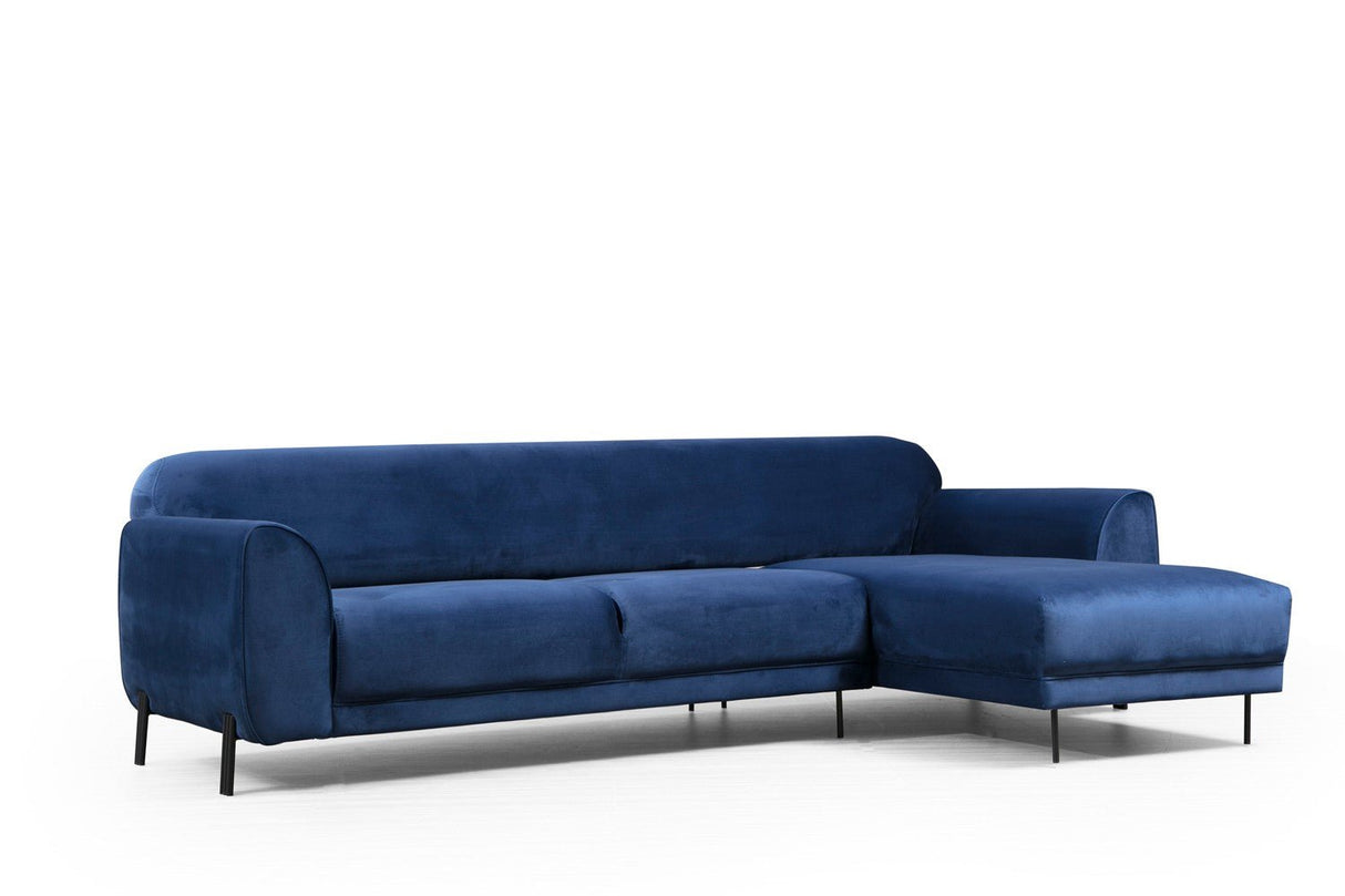 Corner sofa with sleep function on the right image navy blue